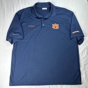 Columbia PFG Mens Collegiate Omni-Shade Polo Shirt Auburn Tigers Blue Size L